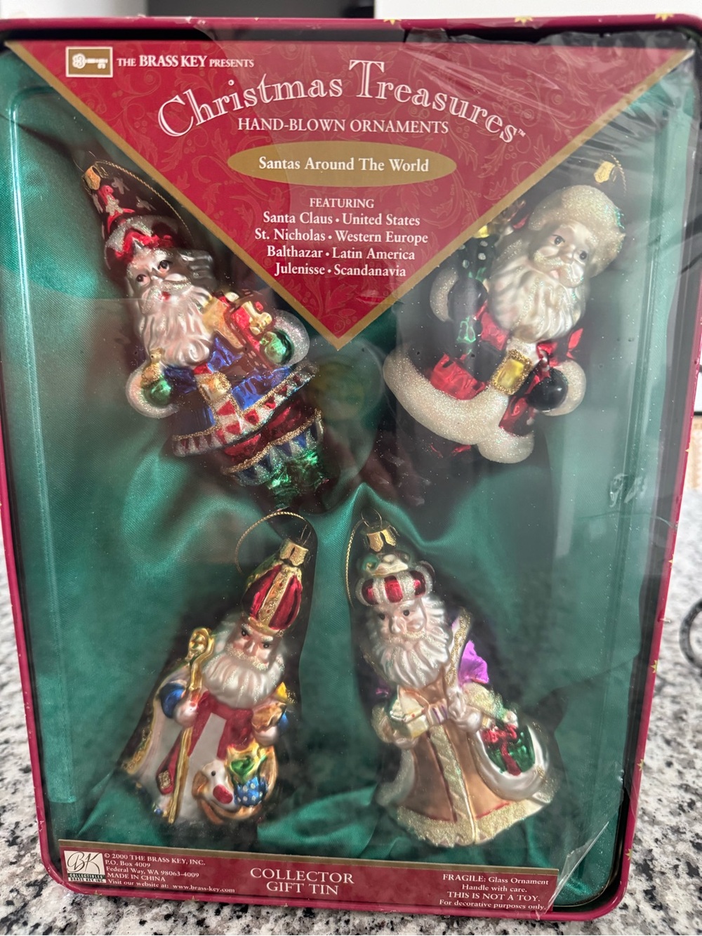 Christmas Treasures Hand-Blown Santa Ornaments - Multicolor Set